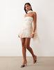 Afrm Ineson Scarf Neck Detail Mini Dress In Cream Leopard Print
