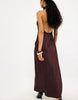 Na-Kd Halterneck Satin Maxi Dress In Plum