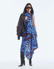 River Island Satin Zebra Print Midi Dress In Blue - Dark