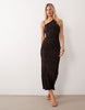 Mango Tie Shoulder Sleeveless Midi Dress In Brown