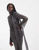 Chiffon Bias Cut Maxi Dress With Matching Scarf In Check Print