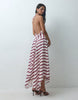 Halter Neck Dress With Asym Hem In Multi Stripe