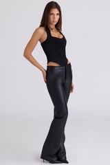 black sculpting halter neck corset top
