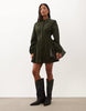 Nobody'S Child Petite Montego Cord Button Through Pocket Detail Shirt Mini Dress In Dark Green