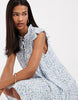 Vero Moda Frill Trim Babydoll Mini Dress In Blue And White Floral Print