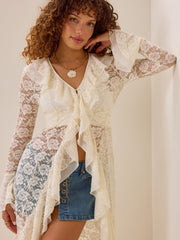 Carys Lace Chiffon Ruffle Kimono