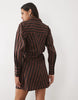 New Look Stripe Shirt Mini Dress In Brown