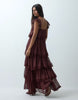 Miss Selfridge Chiffon Tiered Maxi Dress In Chocolate