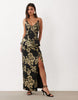 Asos Luxe Off Shoulder Jacquard Midi Dress In Black And Gold Jacquard