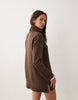 Brave Soul Knitted Roll Neck Mini Dress In Chocolate Brown
