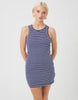 Brave Soul Striped Ribbed Sleeveless Mini Dress In Navy