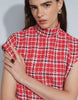 High Funnel Neck Mini Dress In Red Boucle