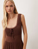 Miss Selfridge Shirred Detail Maxi Dress In Chocolate