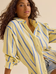 Vienna Striped Button Down Top