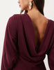 Batwing Maxi Dress With Cowl Back In Burgundy