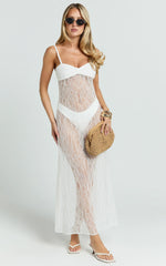 Safiya Midi Dress - Sweetheart Lace A Line Dress With Slip in White