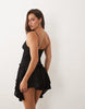 Missyempire Cami Ruffle Tiered Hem Mini Dress In Black