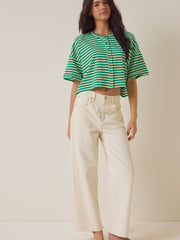 Keaton Button-Up Stripe Top