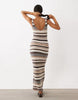 Abercrombie & Fitch Knitted Dress In Brown And Cream Stripe