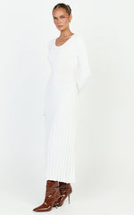 Blaire Midi Dress - Long Sleeve Tie Back Flare Dress in Ivory