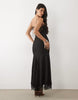 Slip Cami Maxi Dress With Lace Insert In Black
