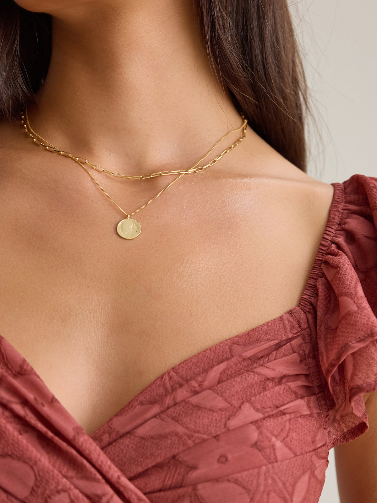 Hammered Coin Layer Necklace