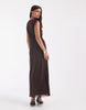 & Other Stories Mesh Midi Dress With Drape Detail In Dark Brown
