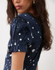Wednesday'S Girl Cap Sleeve Satin Midaxi Dress With Lace Trim In Navy Polka Dot
