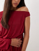 Mesh Asymmetric Extreme One Sleeve Mini Dress In Berry