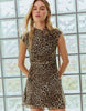 Bershka Animal Print Tulle Mini Dress In Brown