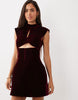 Asos Luxe Velvet Ruched Bust Structured Mini Dress In Burgundy