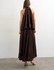 Topshop Halter Neck Voluminous Blouson Maxi Dress In Chocolate