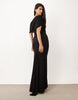 Off Shoulder Wrap Bodice Detail Maxi Dress With Train In Black