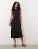 Mango Sleeveless Ruched Midi Dress In Black