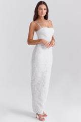 white floral lace maxi dress