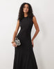 Mango Sleeveless Ruched Midi Dress In Black