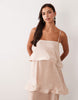 Zigzag Plisse Tiered Trapeze Maxi Dress In Champagne
