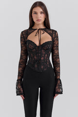 black lace corset top with bolero