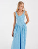 Polka Dot Midi Dress In Blue And Brown