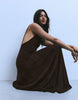 Bershka Long Strappy Dress In Brown