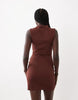Cotton Rib Mini Dress In Chocolate