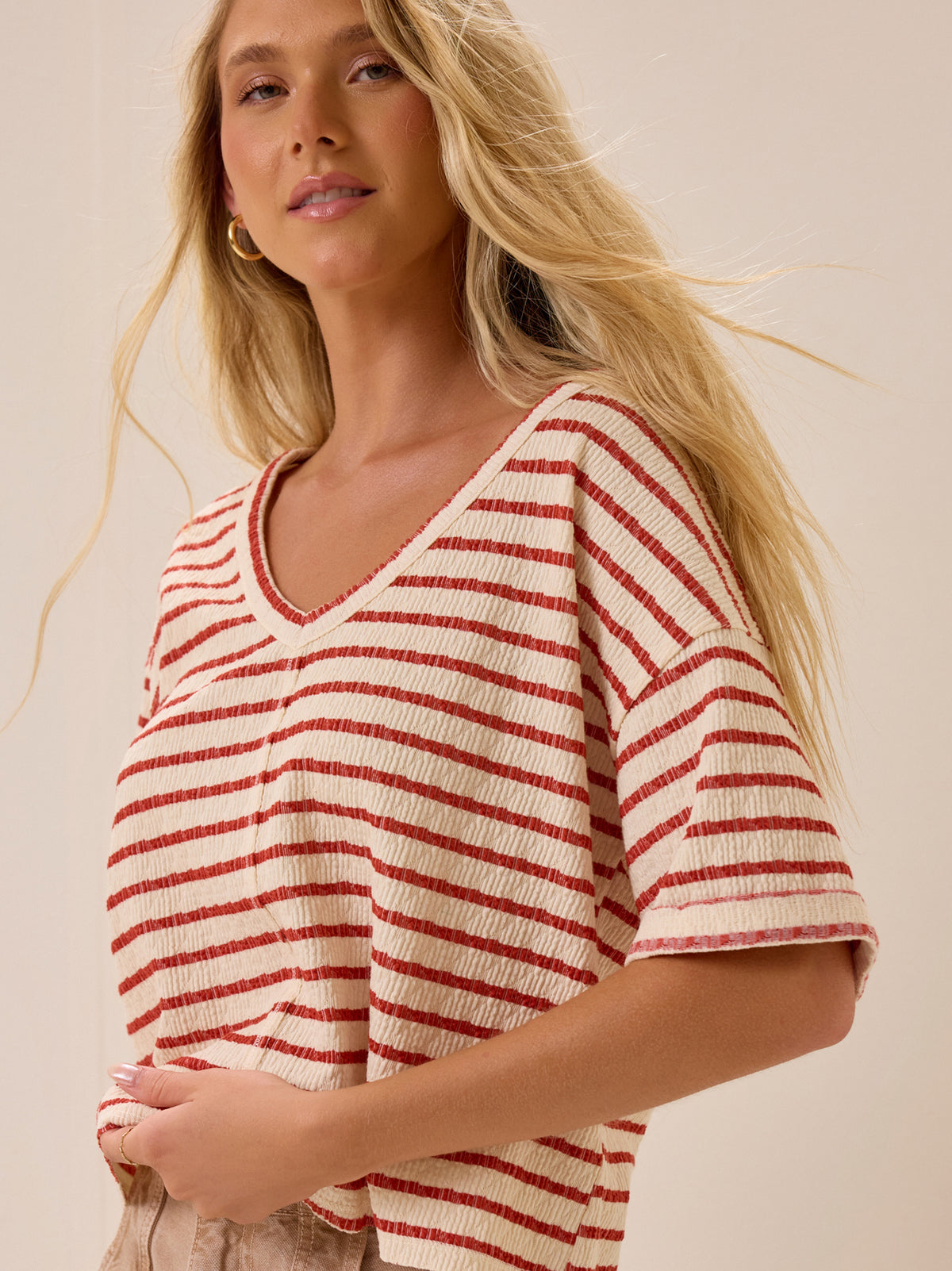 Scarlett V-Neck Striped Top