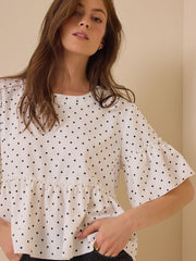 Liora Polka Dot Ruffle Top