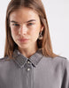 Object Button Down Mini Dress In Light Grey Denim