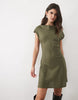 High Neck Mini Dress In Khaki