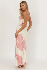 We Belong Together One-Shoulder Maxi Dress Floral Pink
