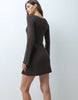Only Tall Boatneck Knitted Mini Skater Dress In Brown