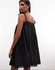 Reclaimed Vintage Mini Layering Dress With Lace Trims In Black