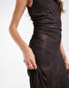 Object Lace Detail Layered Sheer Maxi Dress In Chocolate Plum