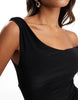 Twist Shoulder With Lace Up Back Maxi Dress In Black